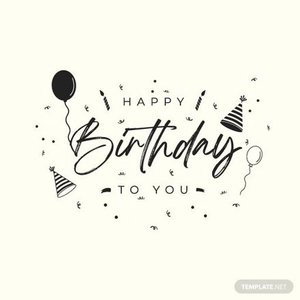 Black and White Happy Birthday Vector