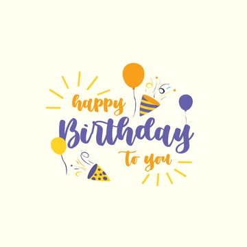 Free Happy Birthday Calligraphy Clipart Template to Edit Online