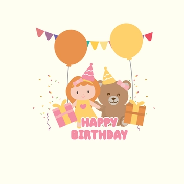 Free Happy Birthday Girl Clipart Template to Edit Online