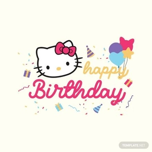 Hello Kitty Happy Birthday Vector