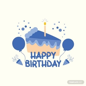 Blue Happy Birthday Vector