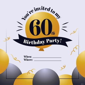 60th Happy Birthday Invitation Vector