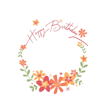 Free Floral Happy Birthday Border Clipart Template to Edit Online