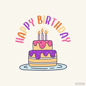 Happy Birthday Cake Doodle Vector