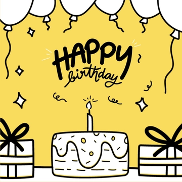 Free Doodle Birthday Card Vector Template to Edit Online