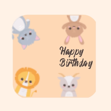 Free Animals Happy Birthday Clipart Template to Edit Online
