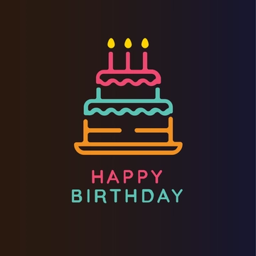 Free Neon Happy Birthday Clipart Template to Edit Online