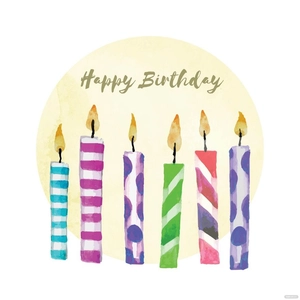 Watercolor Happy Birthday Candle Vector