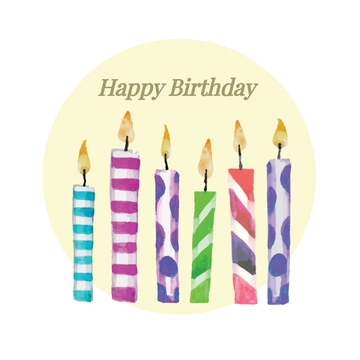 Free Watercolor Happy Birthday Candle Clipart Template to Edit Online