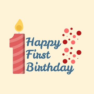 Free Happy First Birthday Candle Clipart Template to Edit Online