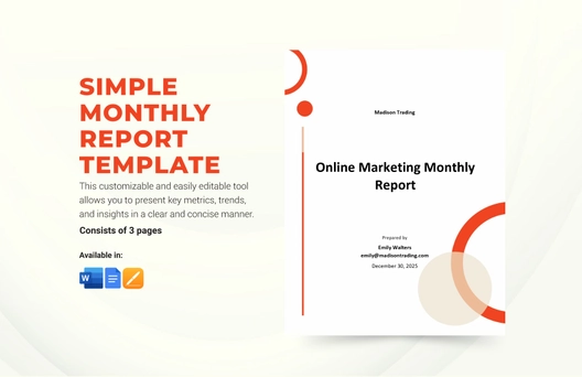 Simple Monthly Report Template