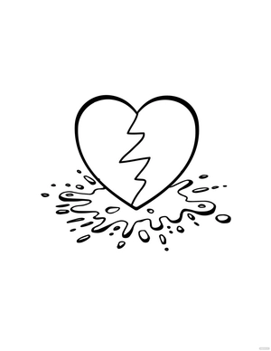 Watercolor Broken Heart Drawing