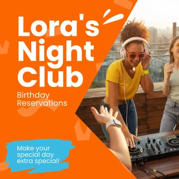 Free Nightclub Birthday Instagram Post Template to Edit Online