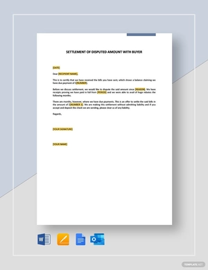 Settlement of Disputed Amount Buyer Template