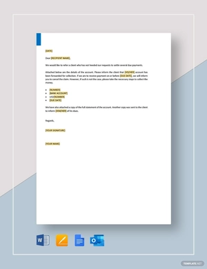 Transmittal of Account to Collection Agency Template