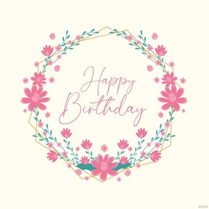 Floral Happy Birthday Frame Vector