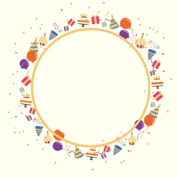 Free Circle Happy Birthday Frame Clipart Template to Edit Online