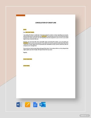 Cancellation of Credit Line Template