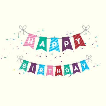 Free Happy Birthday Party Flag Clipart Template to Edit Online