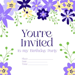 Floral Happy Birthday Invitation Vector