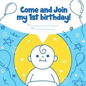 Happy 1st Birthday Invitation Vector
