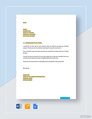 Positive Answer to Proposal Template
