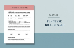 Tennessee Bill of Sale for Car Template