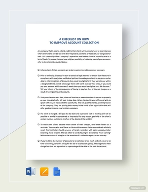 Checklist Action to Improve Collection of Accounts Template Checklist Action to Improve Collection of Accounts Template