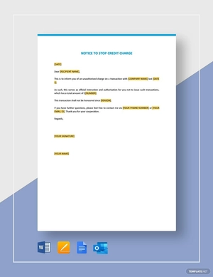 Notice to Stop Credit Charge Template