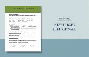 New Jersey Bill of Sale For Car Template