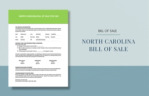 North Carolina Bill of Sale for Car Template