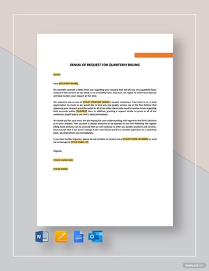 Denial of Request for Quarterly Billing Template