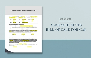 Massachusetts Bill of Sale For Car Template