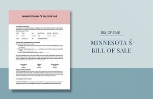Minnesota Bill of Sale For Car Template