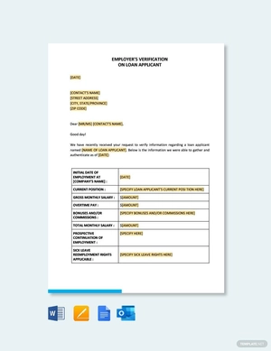Employer's Verification on Loan Applicant Template Employer's Verification on Loan Applicant Template