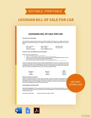 Louisiana Bill of Sale For Car Form Template Louisiana Bill of Sale For Car Form Template