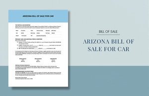 Arizona Bill of Sale for Car Template