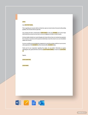 Withdrawal of Credit on Past Due Account Template