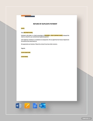 Refund of Duplicate Payment Template