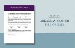 Arkansas Trailer Bill of Sale Template