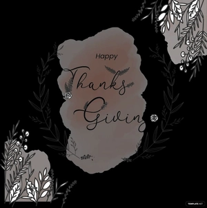 Black and White Happy Thanksgiving Vector