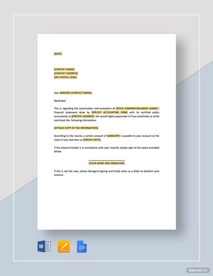 Request for Verification of Receivable During Audit Template