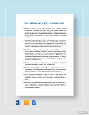 Compensation and Benefits Audit Checklist Template