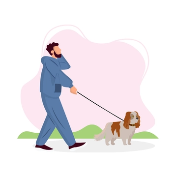 Free Man Walking Dog Clipart Template to Edit Online