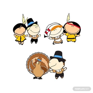 Kids Happy Thanksgiving Vectors