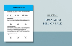 Iowa Auto Bill of Sale Template