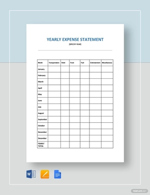 Expense Statement Yearly Template Expense Statement Yearly Template