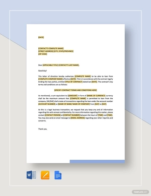 Letter of Direction Payment of Acquisition Price