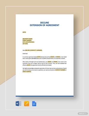 Decline Extension of Agreement Template