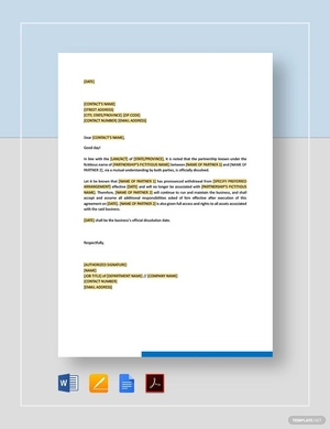 Notice of Dissolution Partnership Template